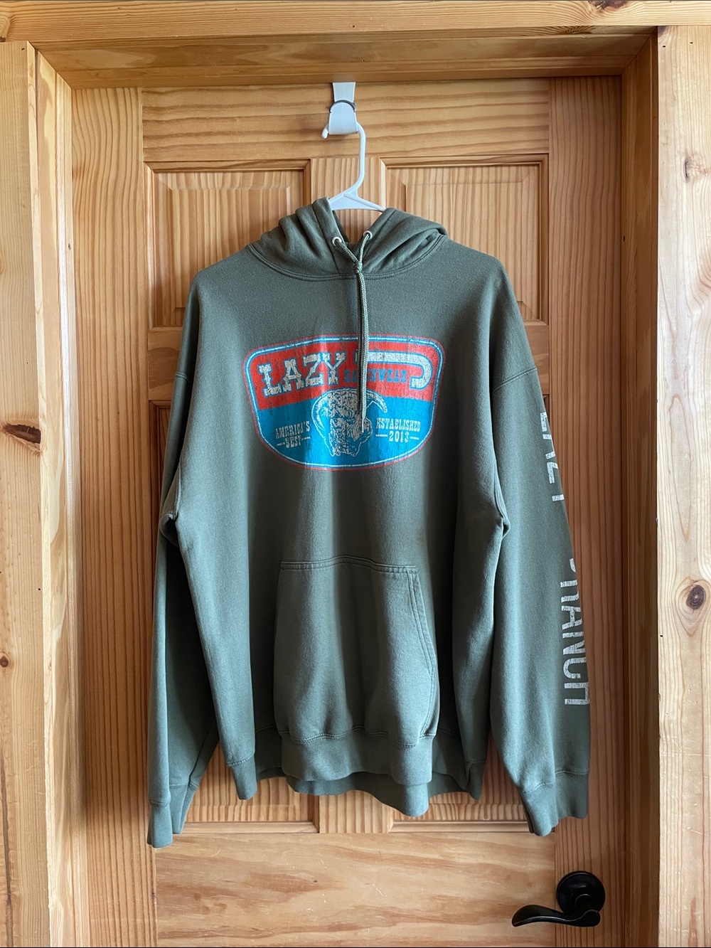Olive Green Graphic Hoodie Sweatshirt - Men's Casual Pullover